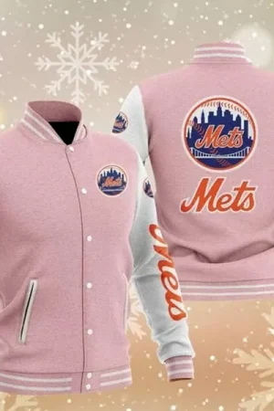 MLB Pink New York Mets Baseball Varsity Jacket