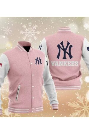 MLB Pink New York Yankees Baseball Varsity Jacket