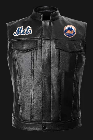 MLB Team Black New York Mets Leather Vest
