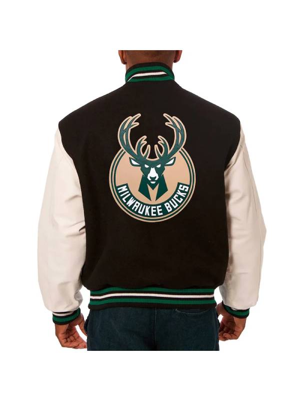 Milwaukee Bucks Black & White Varsity Jacket GLJ
