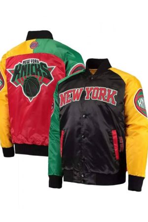 NY Knicks Ty Mopkins Satin Full-Snap Black & Red Jacket