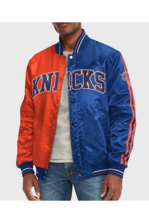 NY Knicks Varsity Full-Snap Satin Jacket