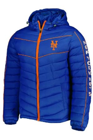 NY Mets Splitter Soft Down Touch Puffer Royal Blue Jacket