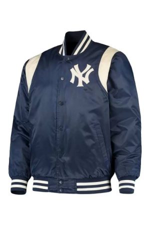 Navy Cream New York Yankees Vintage Satin Jacket