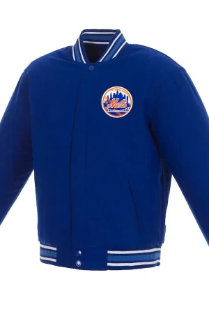 New York Mets Embroidered Logo Royal Wool Jacket