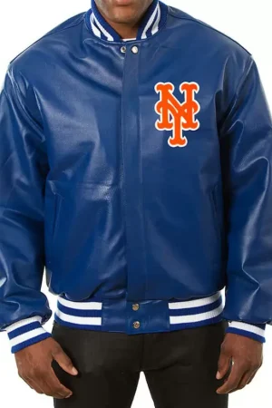New York Mets Jeff Hamilton Royal Leather Jacket