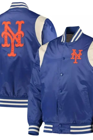 New York Mets Royal and Cream Varsity Satin Jacket