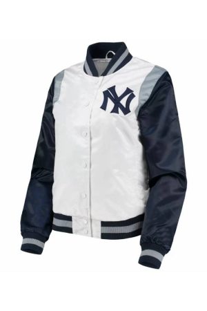 New York Yankees Endzone Full Snap Satin Jacket