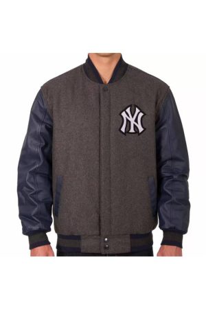 New York Yankees JH Charcoal Navy Varsity Jacket
