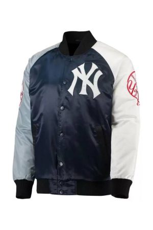 New York Yankees Tri Color Full Snap Satin Jacket