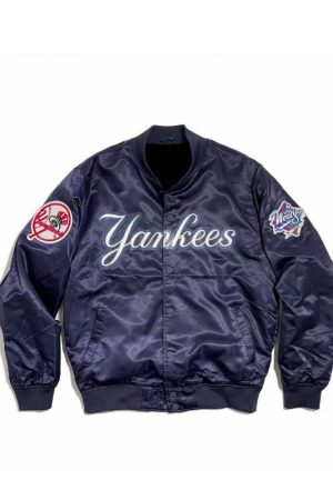 New York Yankees World Series MLB Navy Satin Jacket
