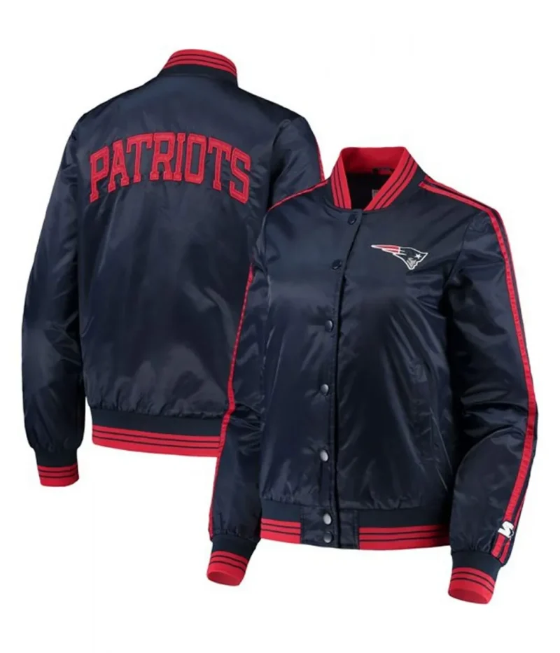 Overtime New England Patriots Navy Varsity Satin Jacket
