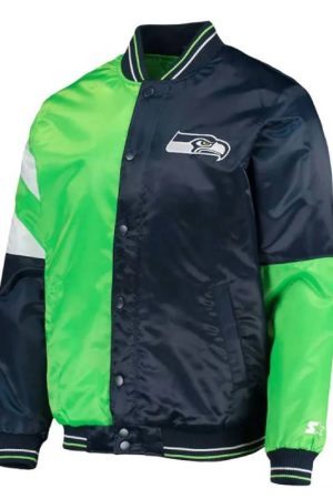 Starter Seattle Seahawks Blue and Neon Green Jacket