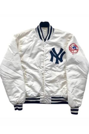 White Yankees Vintage 80s New York Satin Jacket
