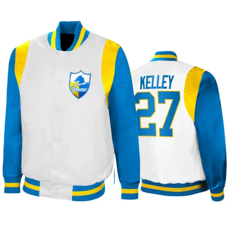 vbJoshua Kelley Los Angeles Chargers White Satin Jacket