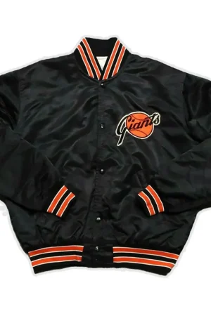 80s San Francisco Giants Bomber Black Satin Jacket