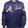Atlanta Braves Chest Hit Logo Satin Blue Jacket