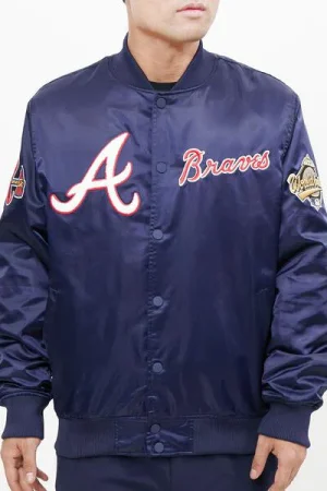 Atlanta Braves Chest Hit Logo Satin Blue Jacket