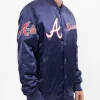 Atlanta Braves Chest Hit Logo Satin Blue Jackets