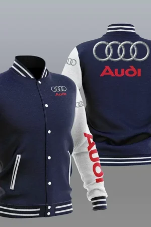Blue White Audi Car Baseball Varsity Jacket