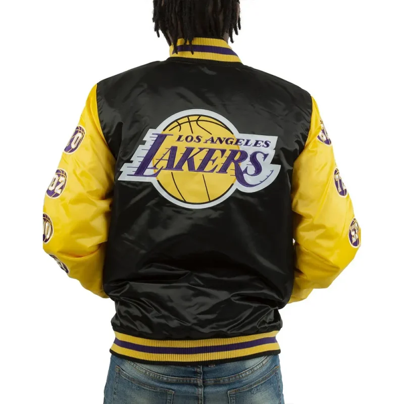 LA Lakers Champs 17 Patches Satin Jackets