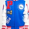 Logo Mashup Varsity Philidelphia 76ers Royal Blue Jacket