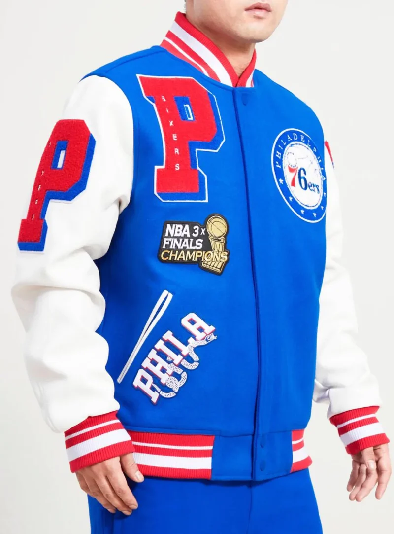 Logo Mashup Varsity Philidelphia 76ers Royal Jacket