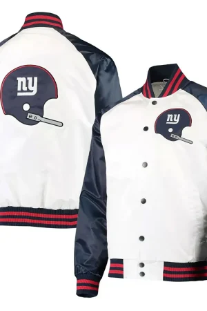 NY Giants Clean Up Throwback Satin White & Navy Jacket