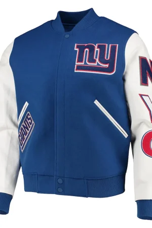 NY Giants Logo Varsity White & Royal Jacket