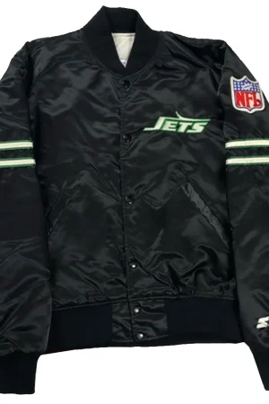New York Jets 80s Black Satin Jacket