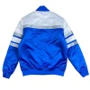 Special Script Detroit Lions White and Blue Satin Jackets