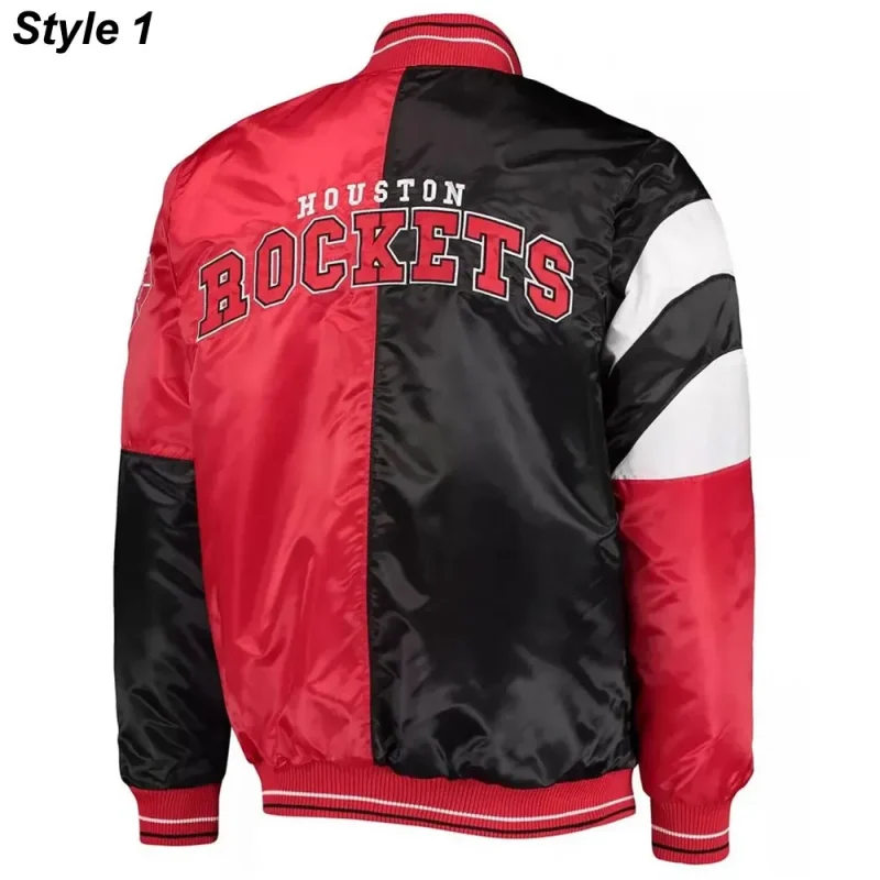 75th Anniversary Houston Rockets Satin Black and Red Jackets