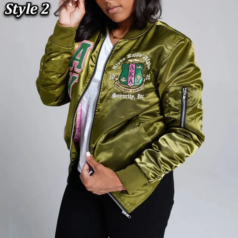 Alpha Kappa Alpha Chapter 24 Green Satin Jacket