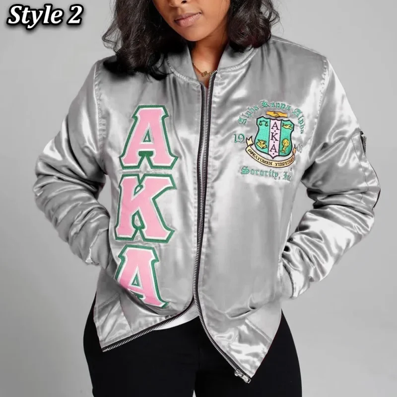 Alpha Kappa Alpha Chapter 24 Silver Satin Jacket