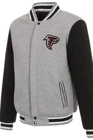 Atlanta Falcons Gray and Black Varsity Wool Jacket