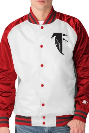 Atlanta Falcons Throwback Varsity Red and Satin Jacket
