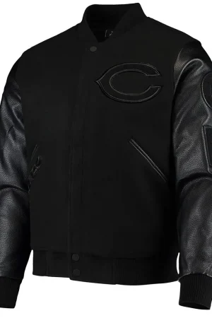 Black Chicago Bears Logo Varsity Jacket