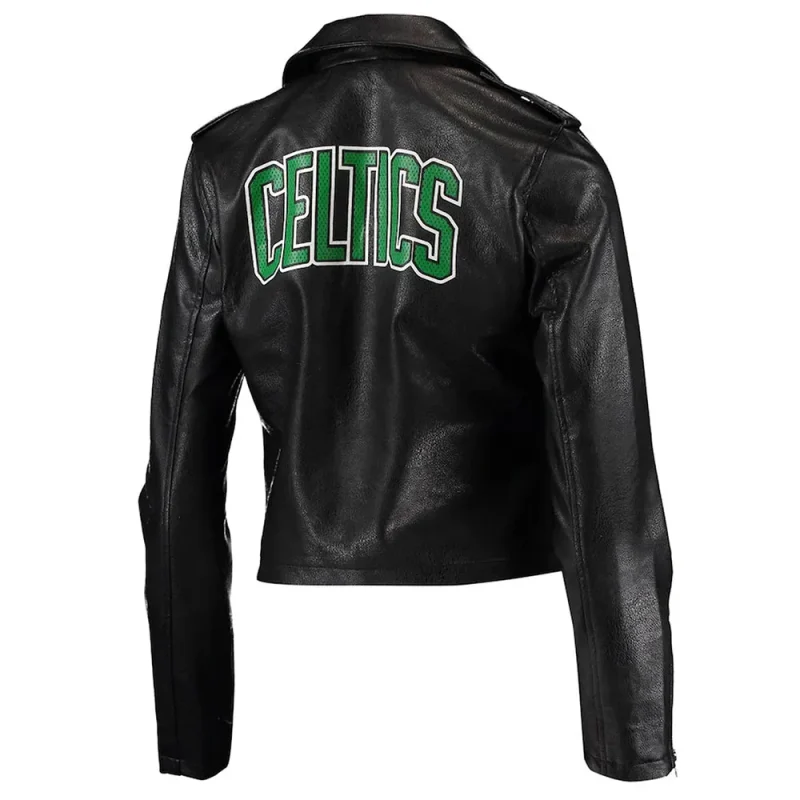 Boston Celtics Moto Black Leather Full-Zip Jackets