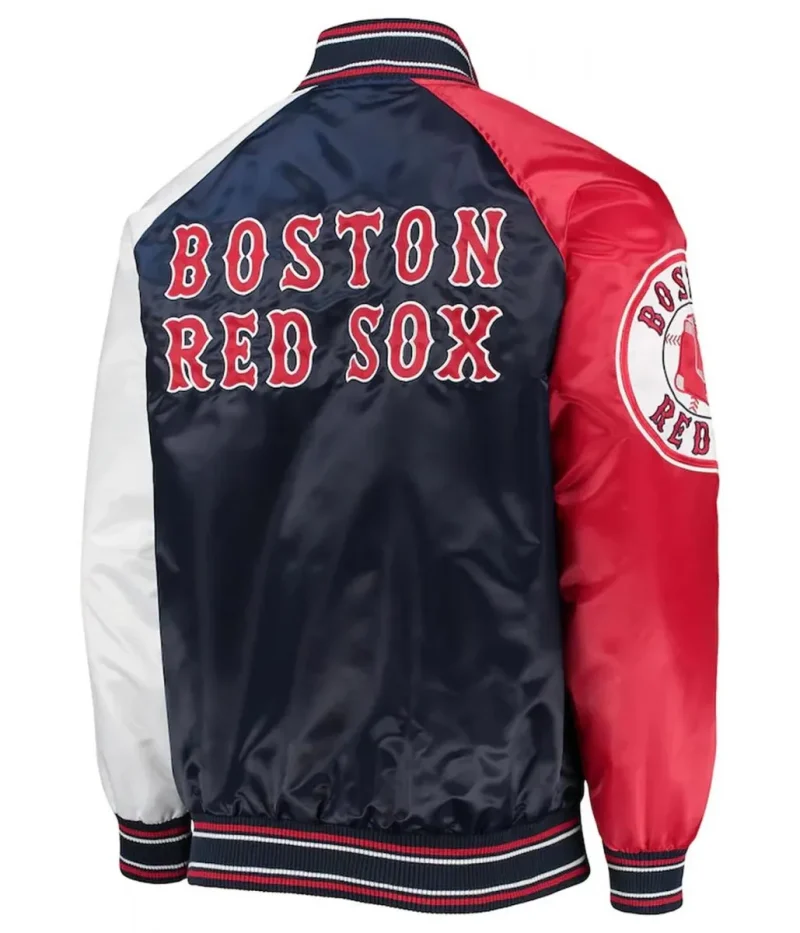 Boston Red Sox Reliever Raglan Satin Blue and Red Jackets