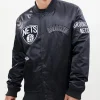 Brooklyn Nets Chest Hit Logo Satin Black Jacket