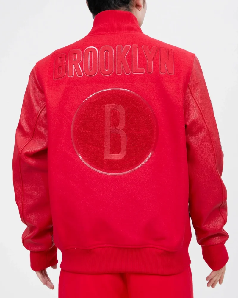 Brooklyn Nets Classic Triple Red Varsity Jacket