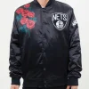 Brooklyn Nets Rose Satin Black Jacket