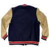 Chicago Bears Navy Blue and Off White Letterman Jackets
