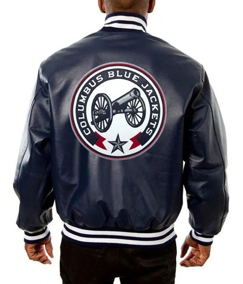 Columbus Blue Jackets Navy Blue Bomber Leather Jackets