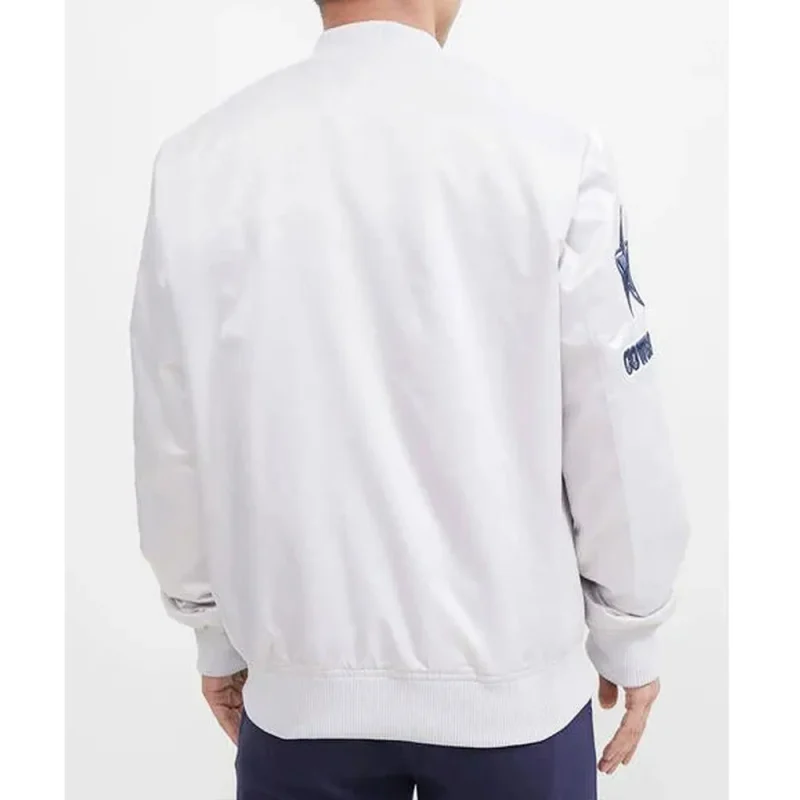 Dallas Cowboys Chest Hit Logo White Satin Jackets