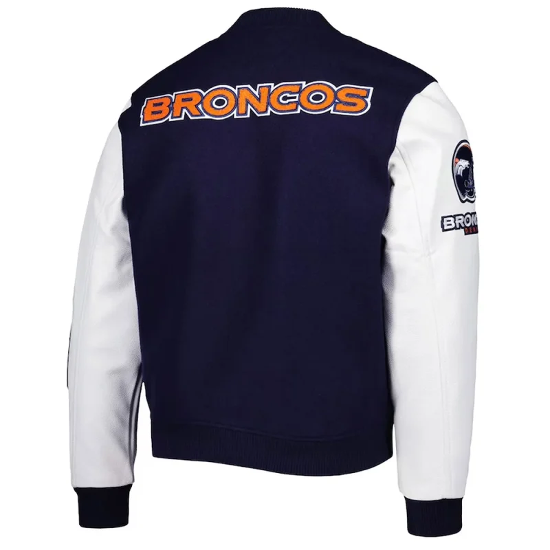 Denver Broncos Logo Navy and White Varsity Jackets