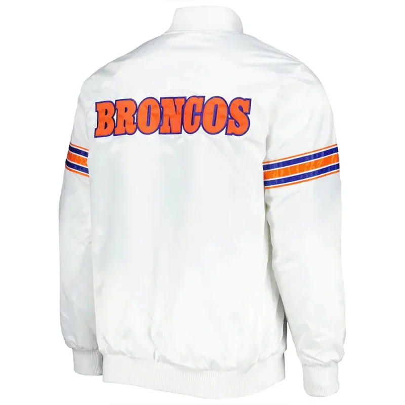 Denver Broncos The Power Forward White Satin Jackets