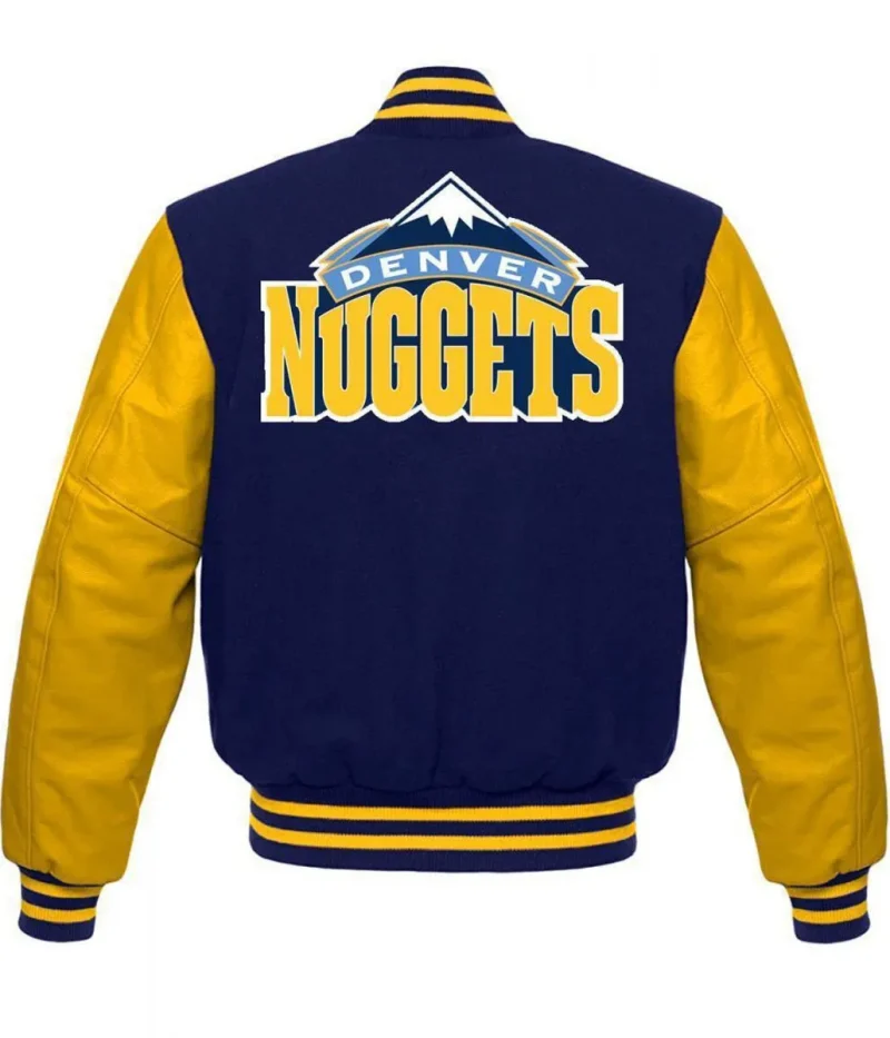 Denver Nuggets NBA Blue and Yellow Varsity Jackets