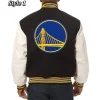 Golden State Warriors Domestic Varsity Black and White Jackets