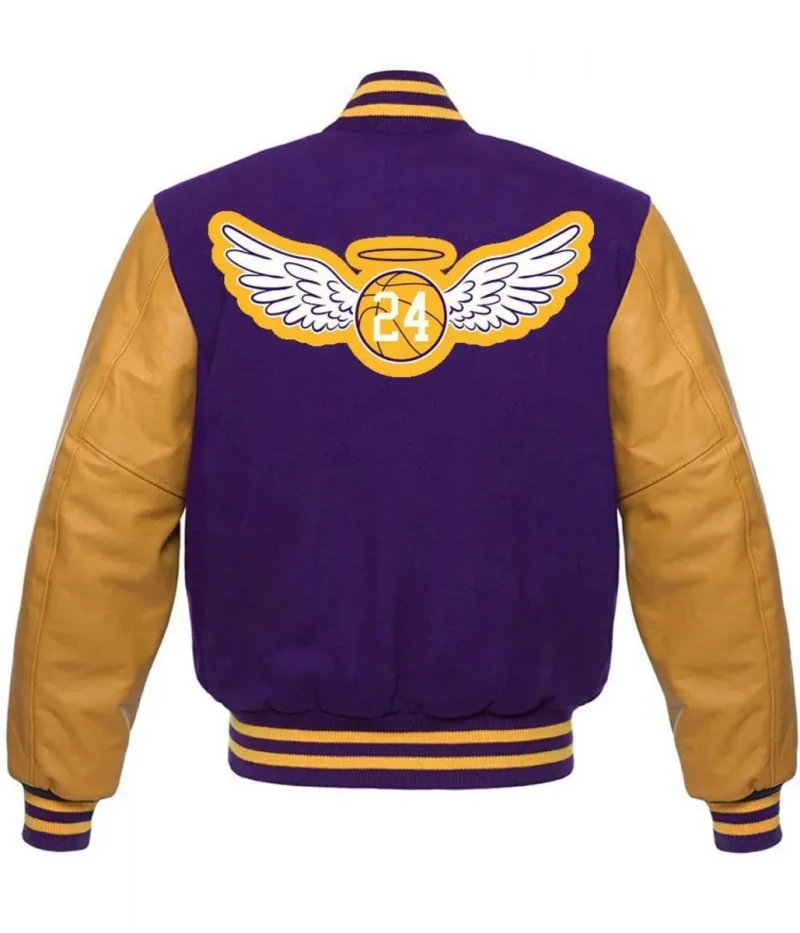 LA Lakers KB 24 Angel Purple and Yellow Varsity Jackets